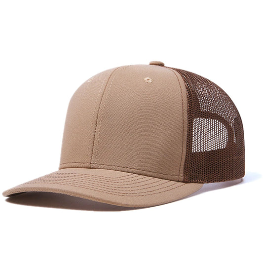 Beige and Coffee Brown Cotton Trucker Cap