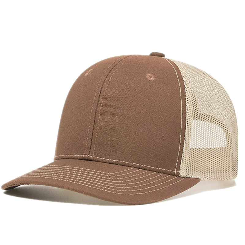 Brown and Beige Cotton Trucker Cap