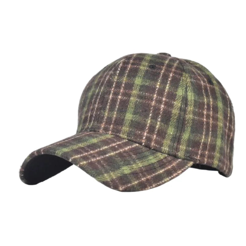 Grey And Red Check Baseball Cap