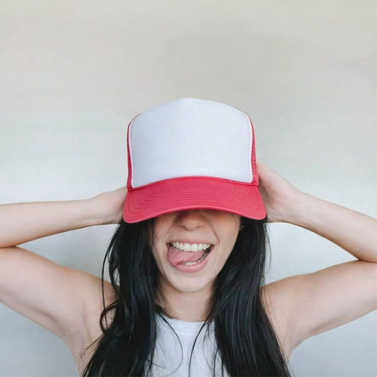 Woman wearing oversized cap 