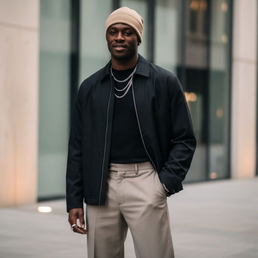 Cool black guy in beige beanie 