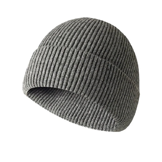 Grey Knitted Unisex Beanie Hat