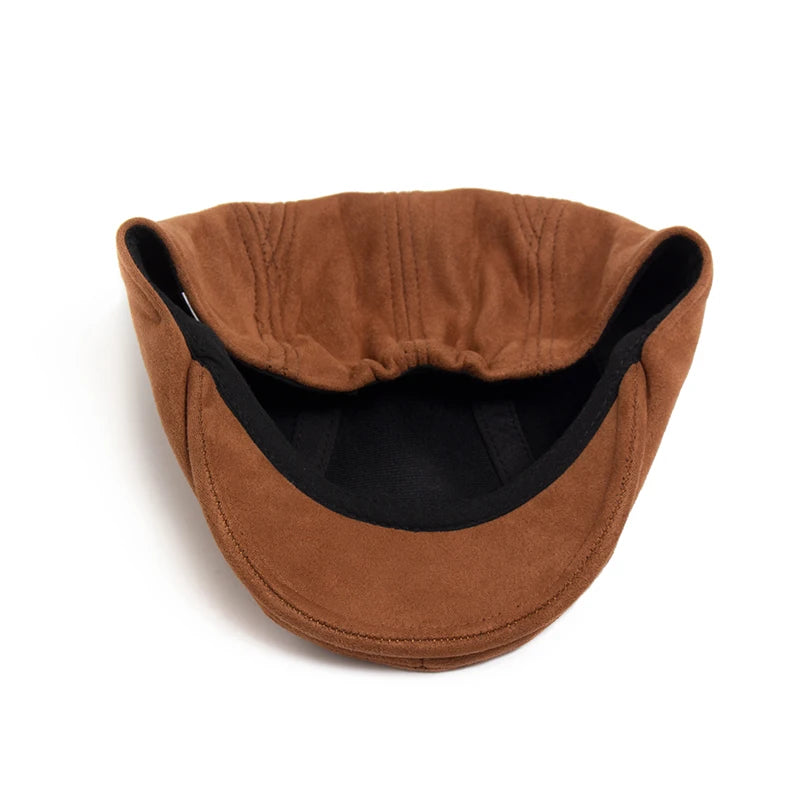 Khaki Suede Style Flat Cap
