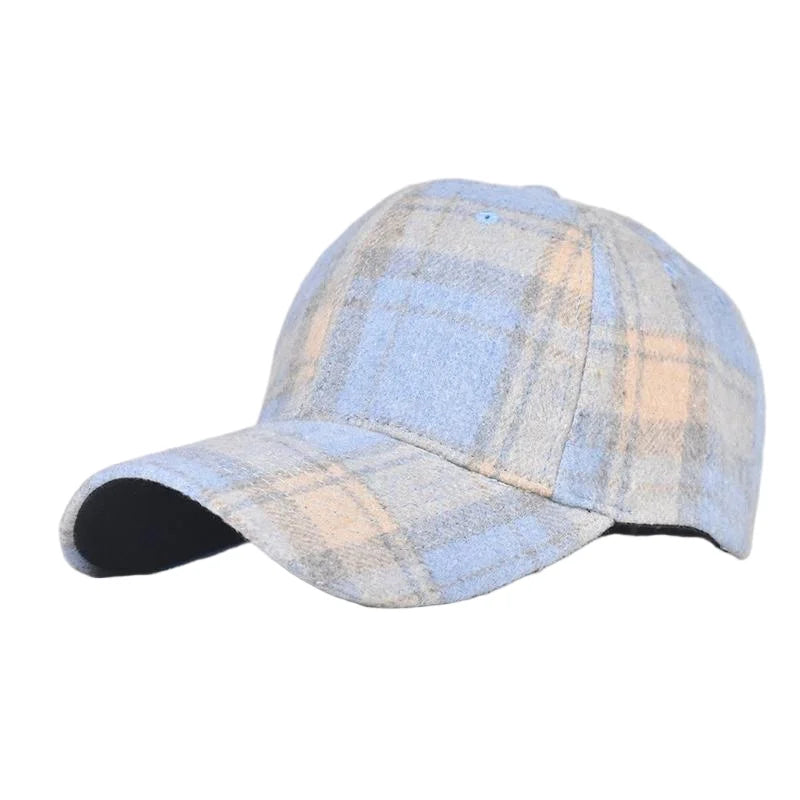 Grey And Red Check Baseball Cap