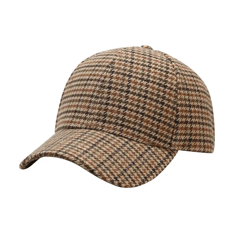 Grey And Red Check Baseball Cap