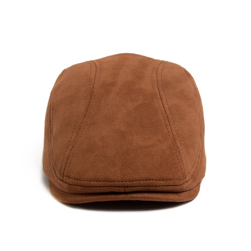 Khaki Suede Style Flat Cap