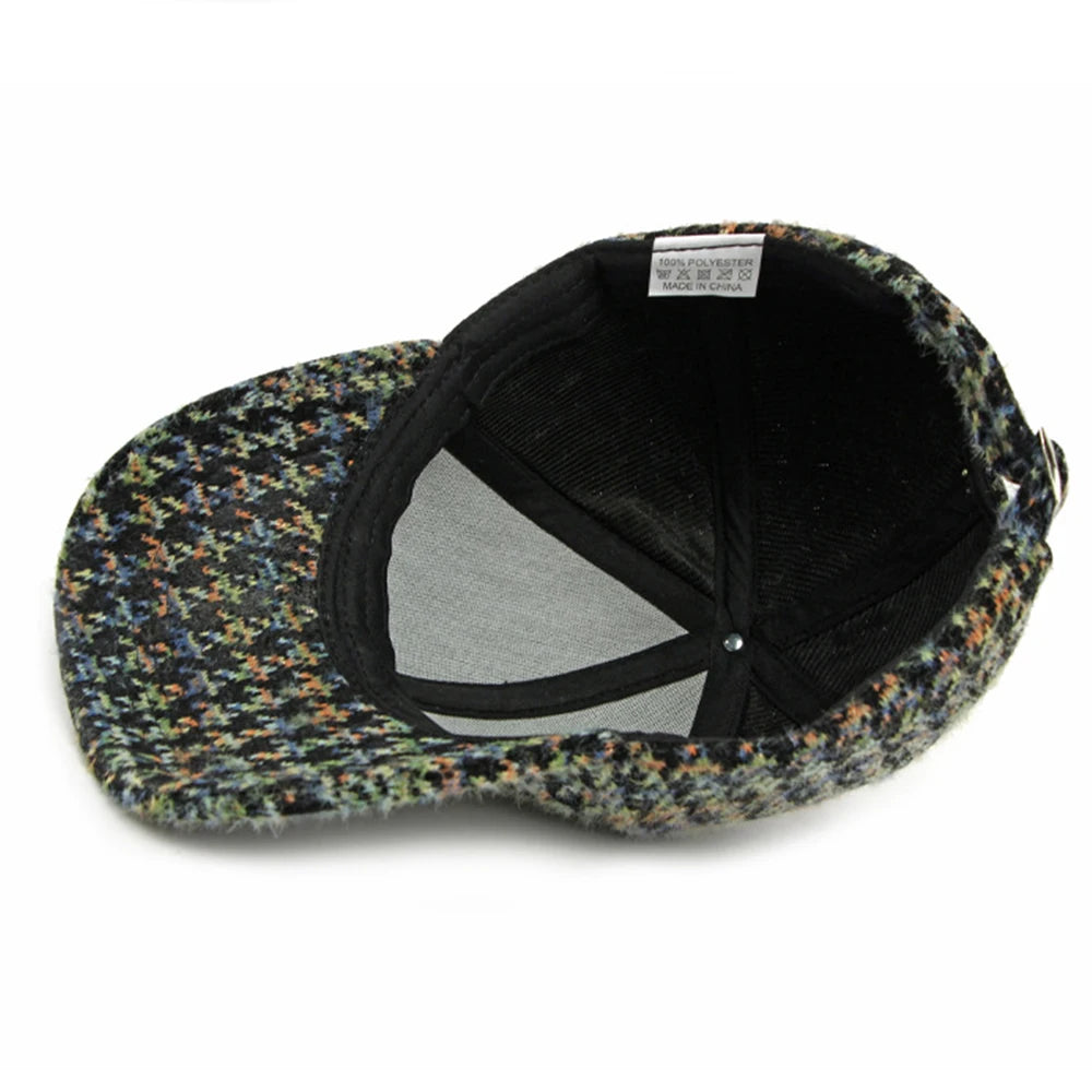 Brown Multicolour Houndstooth Baseball Cap