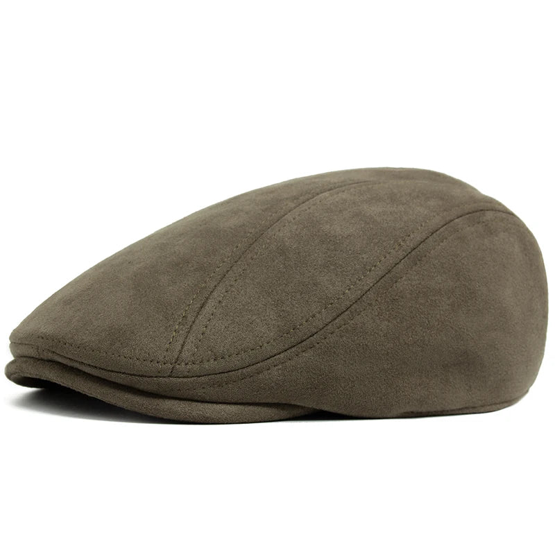 Khaki Suede Style Flat Cap