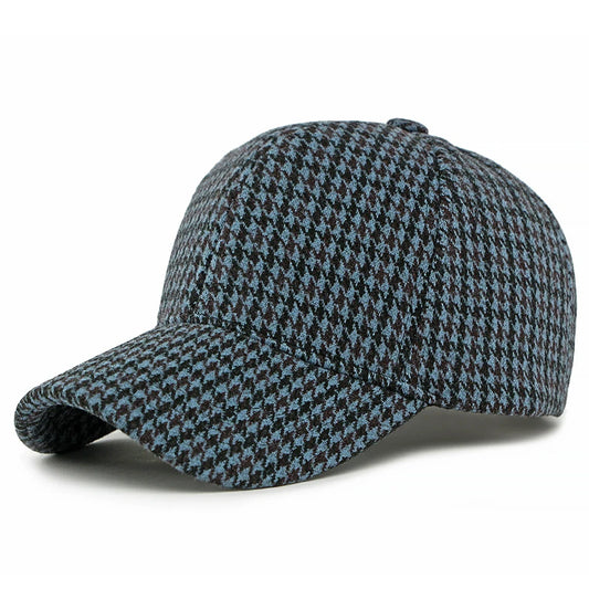 Blue and Black Houndstooth Baseball Cap Unisex