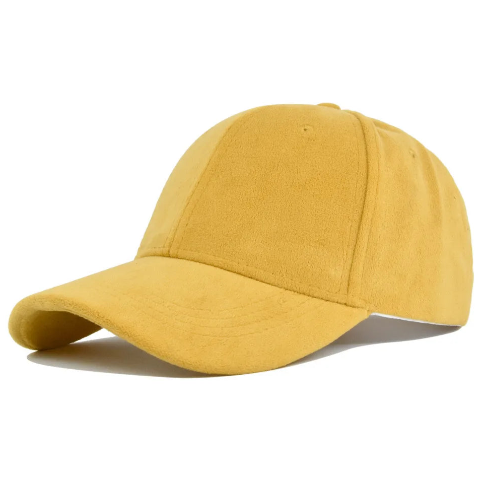 Yellow Suede-Effect Baseball Cap