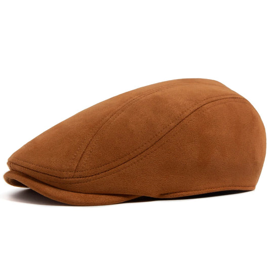 Camel Suede Style Flat Cap