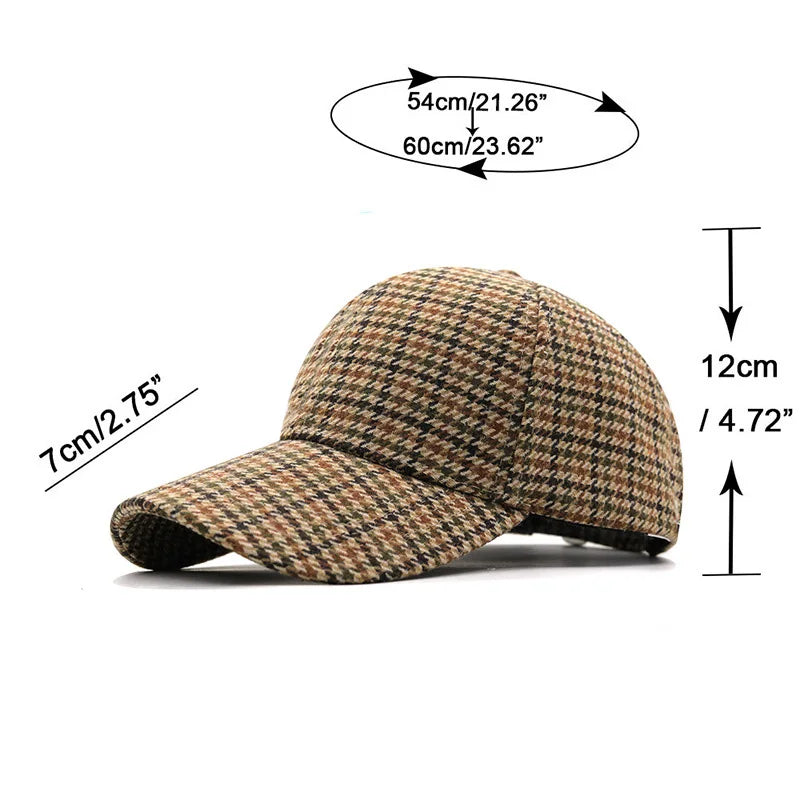 Cream & Brown Houndstooth Baseball Cap