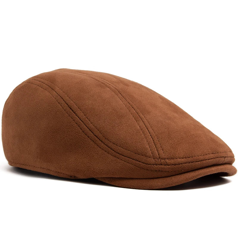 Khaki Suede Style Flat Cap