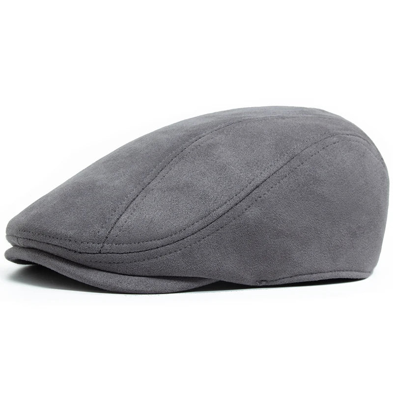 Khaki Suede Style Flat Cap