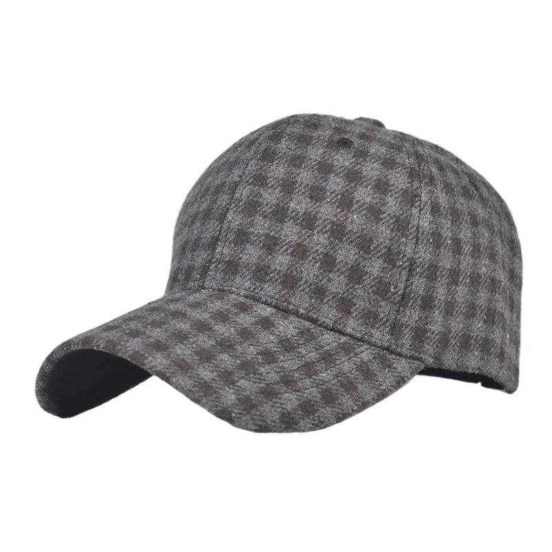 Grey And Red Check Baseball Cap