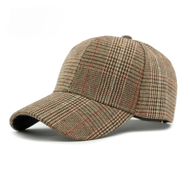 Dark Grey and Blue Check Baseball Cap