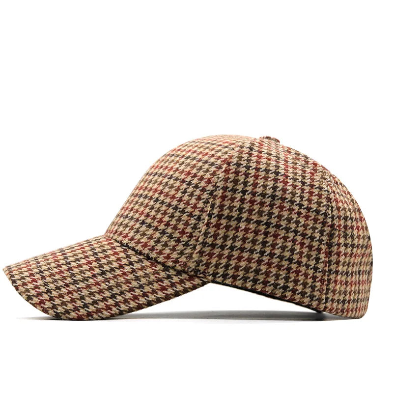 Cream & Brown Houndstooth Baseball Cap