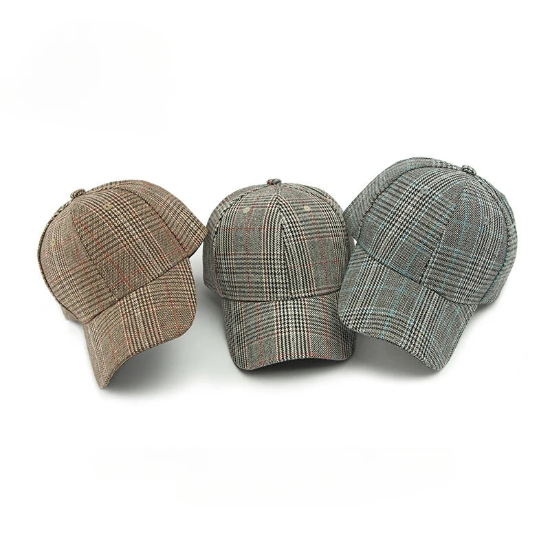 Brown Checkered Baseball Cap