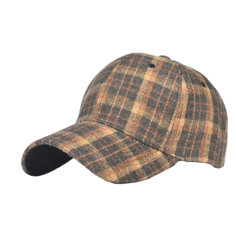 Grey And Red Check Baseball Cap