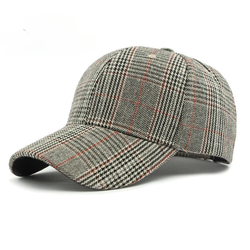 Brown Checkered Baseball Cap