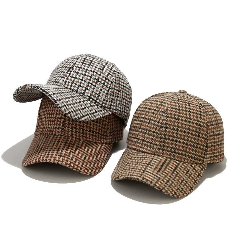 Brown Checkered Baseball Cap