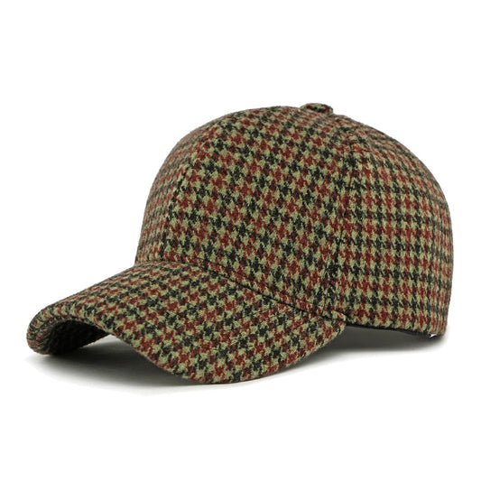 Vintage Green & Brown Houndstooth Baseball Cap