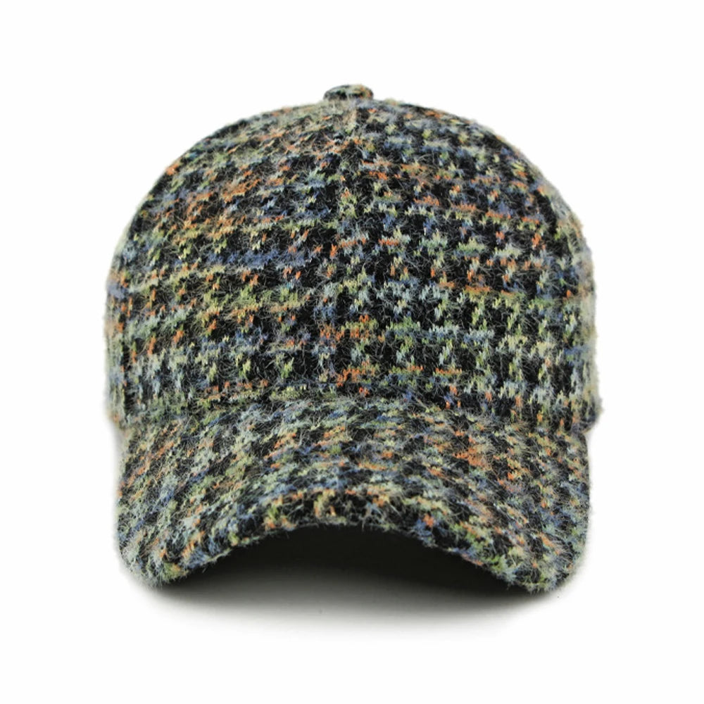 Brown Multicolour Houndstooth Baseball Cap