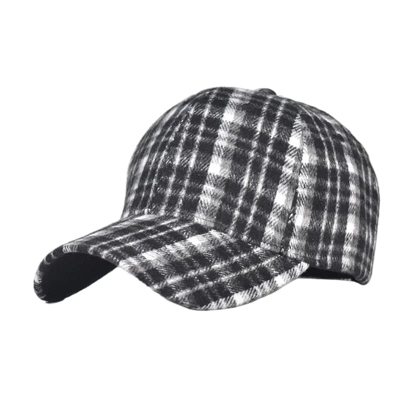 Grey And Red Check Baseball Cap