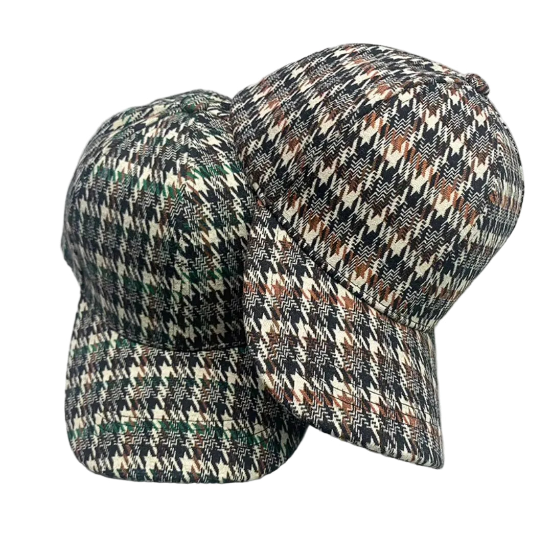Brown & Cream of Houndstooth Baseball Cap