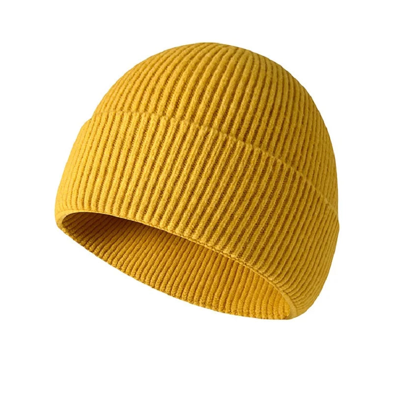 Yellow Knitted Unisex Beanie Hat